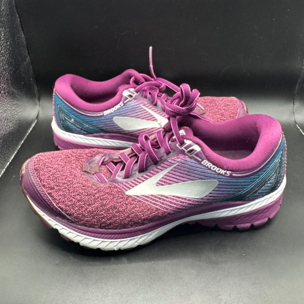 Brooks Ghost 10 Womens Running Shoes Purple Blue DNA Trainers 1202461B511